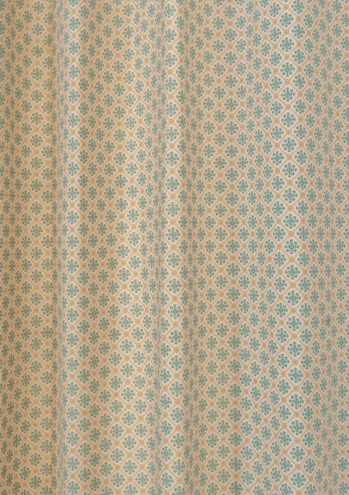 Yura geometric printed 100% cotton curtain for living room - Room darkening - Aqua blue - Single Panel