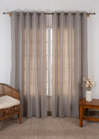 Solid linen beige 100% cotton plain curtain for bedroom - Room darkening - Single Panel