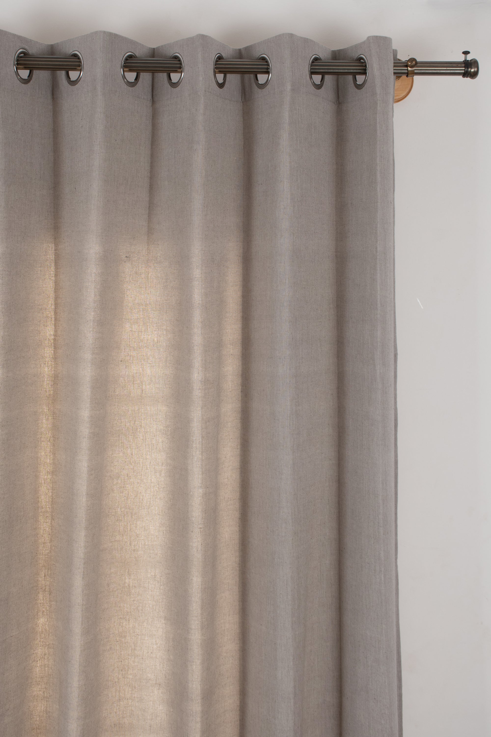 Solid linen beige 100% cotton plain curtain for bedroom - Room darkening - Single Panel