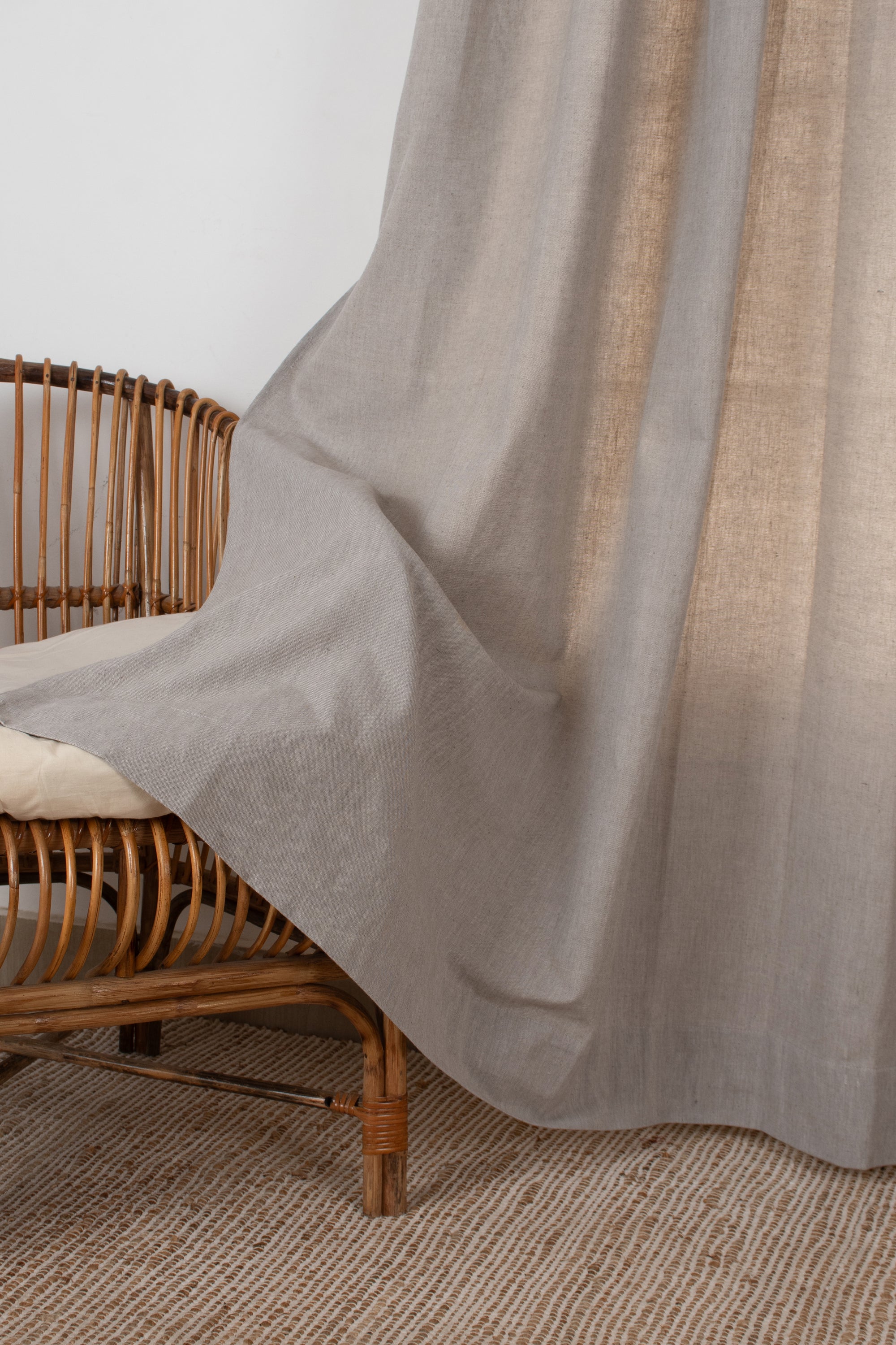 Solid linen beige 100% cotton plain curtain for bedroom - Room darkening - Single Panel