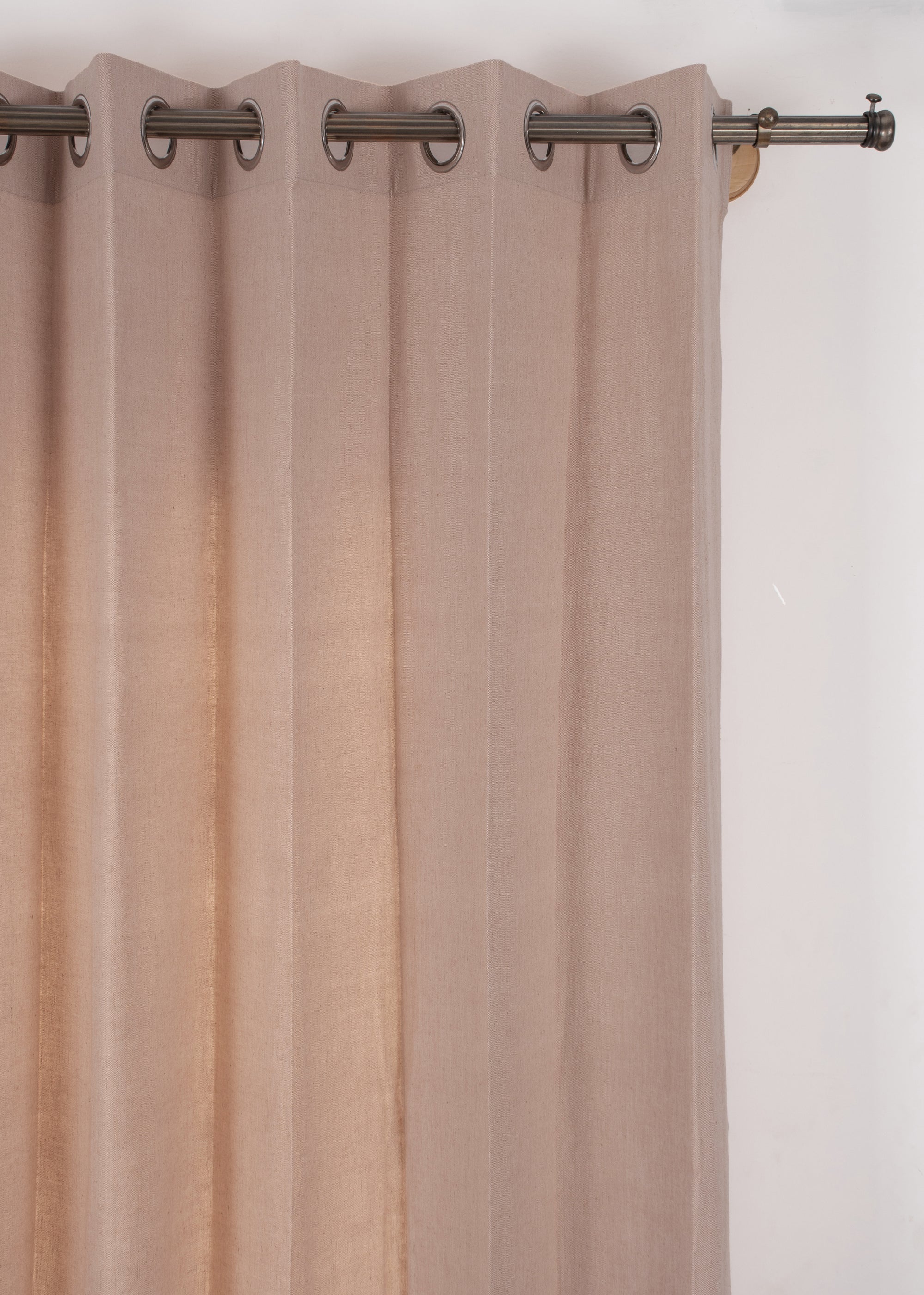 Solid linen beige 100% cotton plain curtain for bedroom - Room darkening - Single Panel
