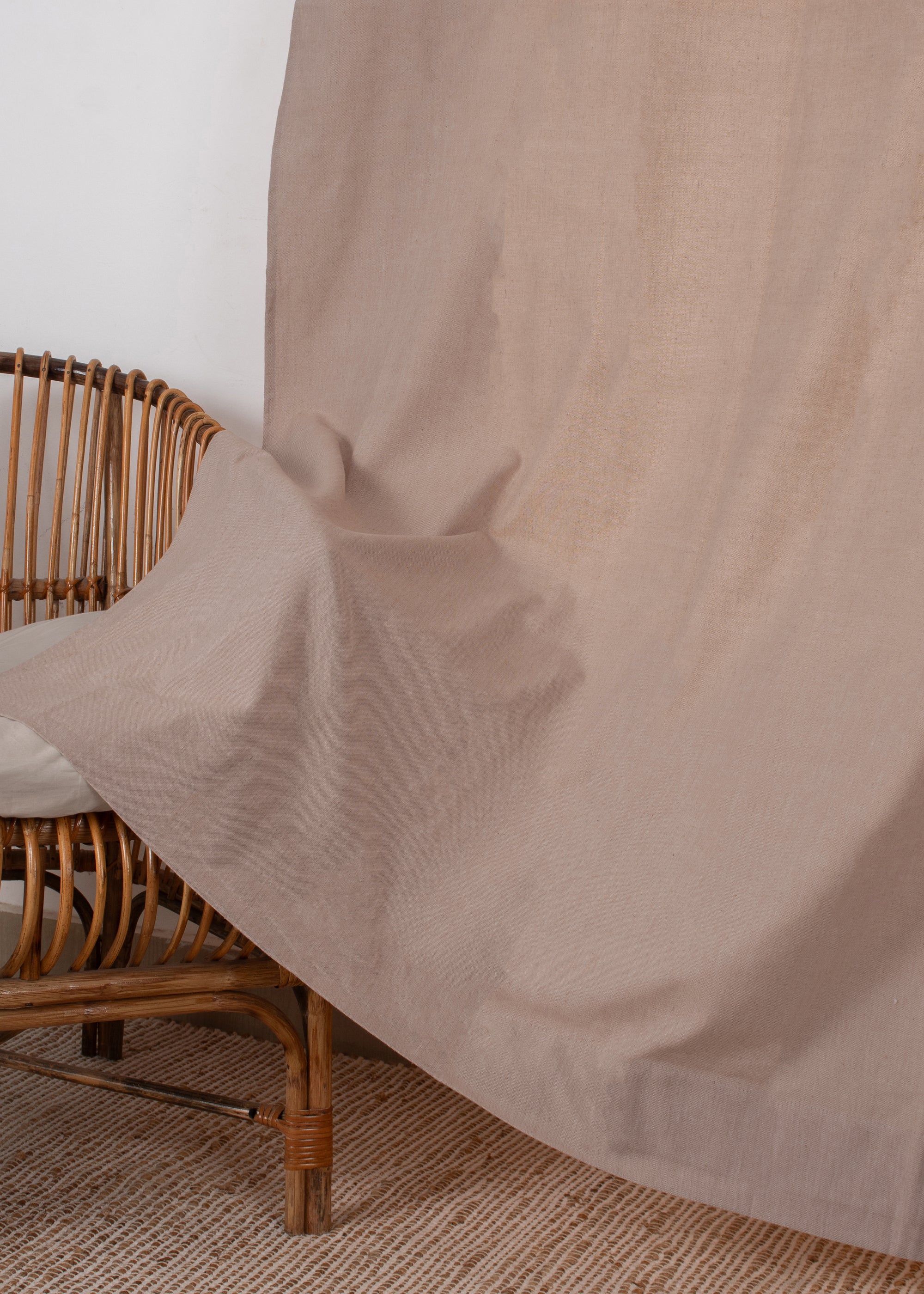 Solid linen beige 100% cotton plain curtain for bedroom - Room darkening - Single Panel