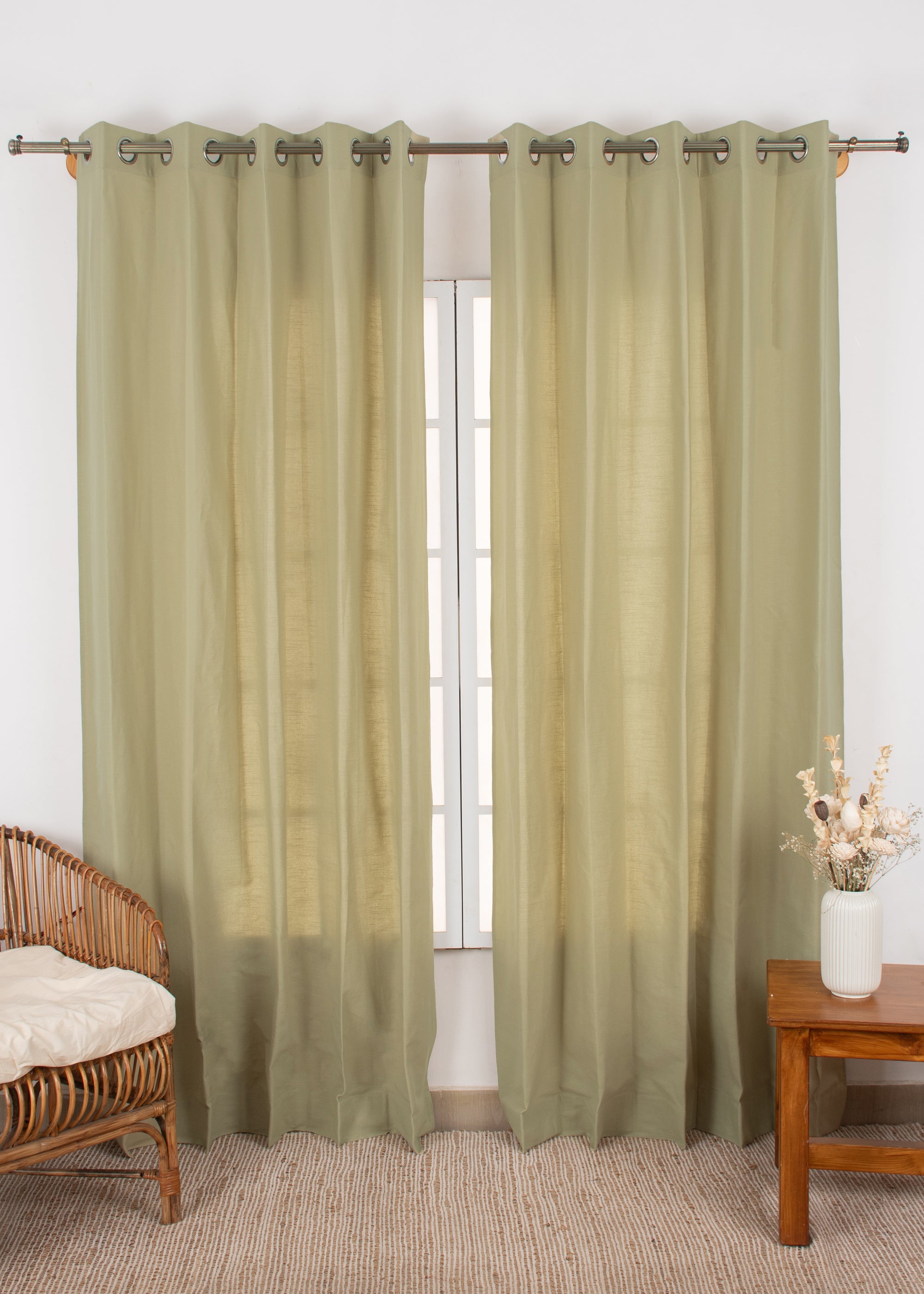 Solid colors 100% cotton curtain for Living Room and  Bed Room - Room darkening - Red, Grey, White, Yellow, Blue, Green, Orange - Single Panel