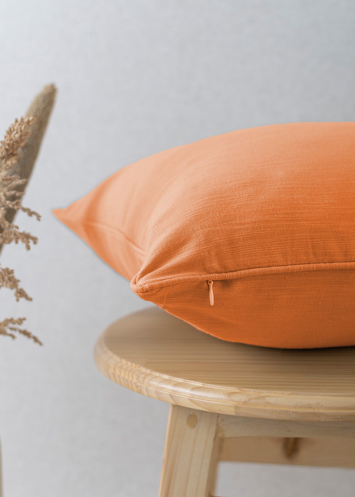 Solid orange 100% cotton plain cushion cover for sofa