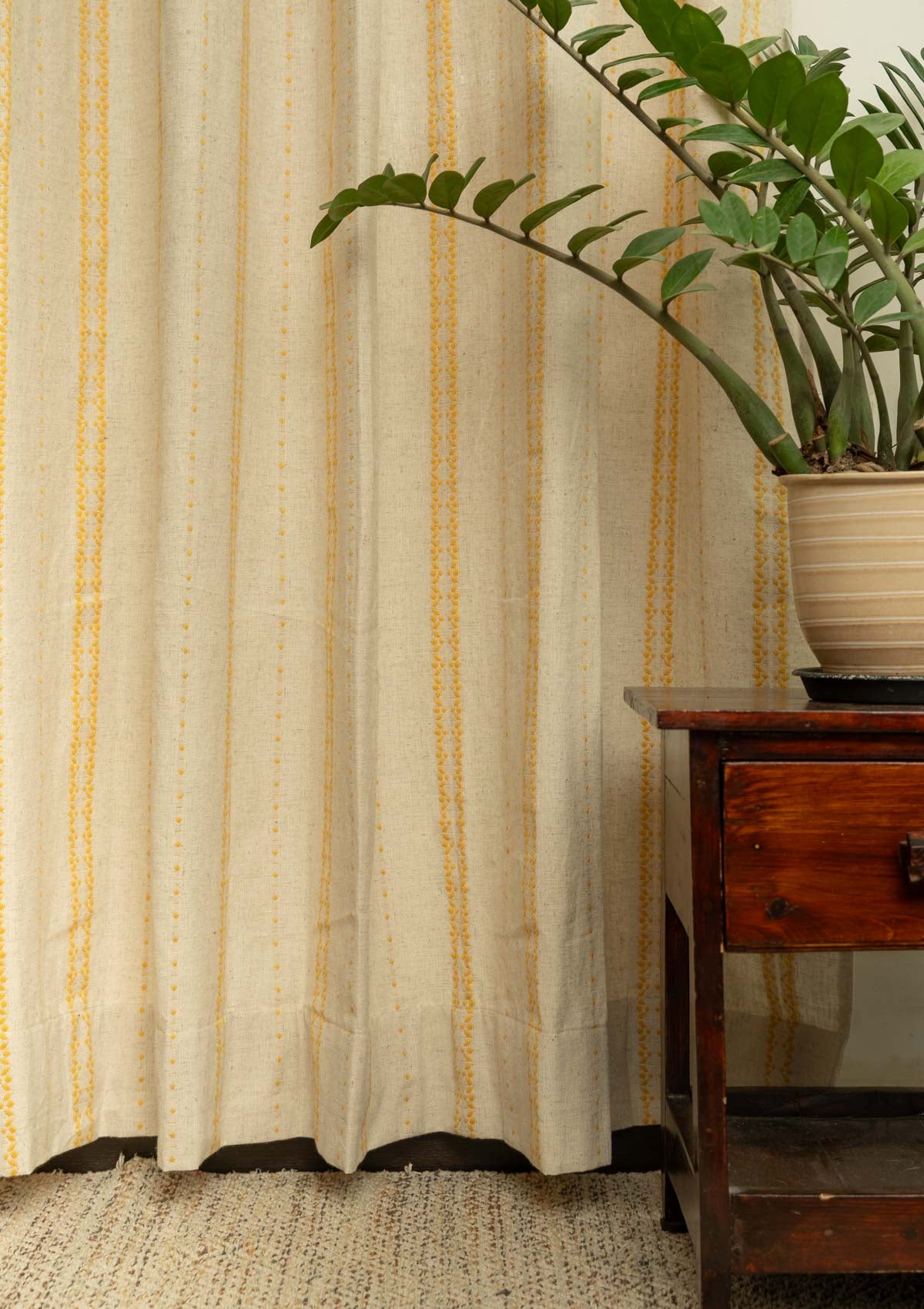 Aster minimal design Linen curtain for living room and Bed Room - Room darkening - Brown - Single Panel