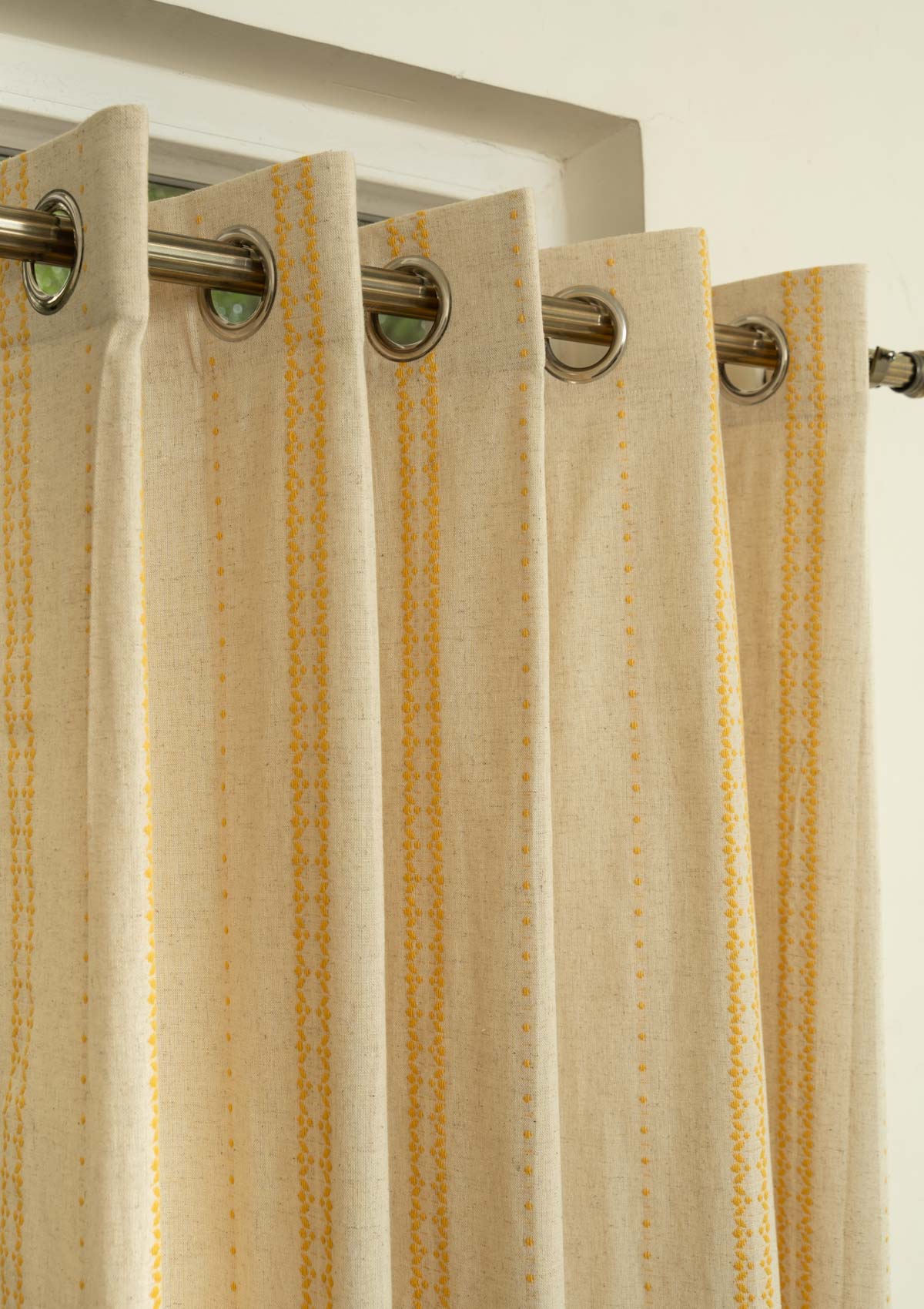 Aster minimal design Linen curtain for living room and Bed Room - Room darkening - Brown - Single Panel