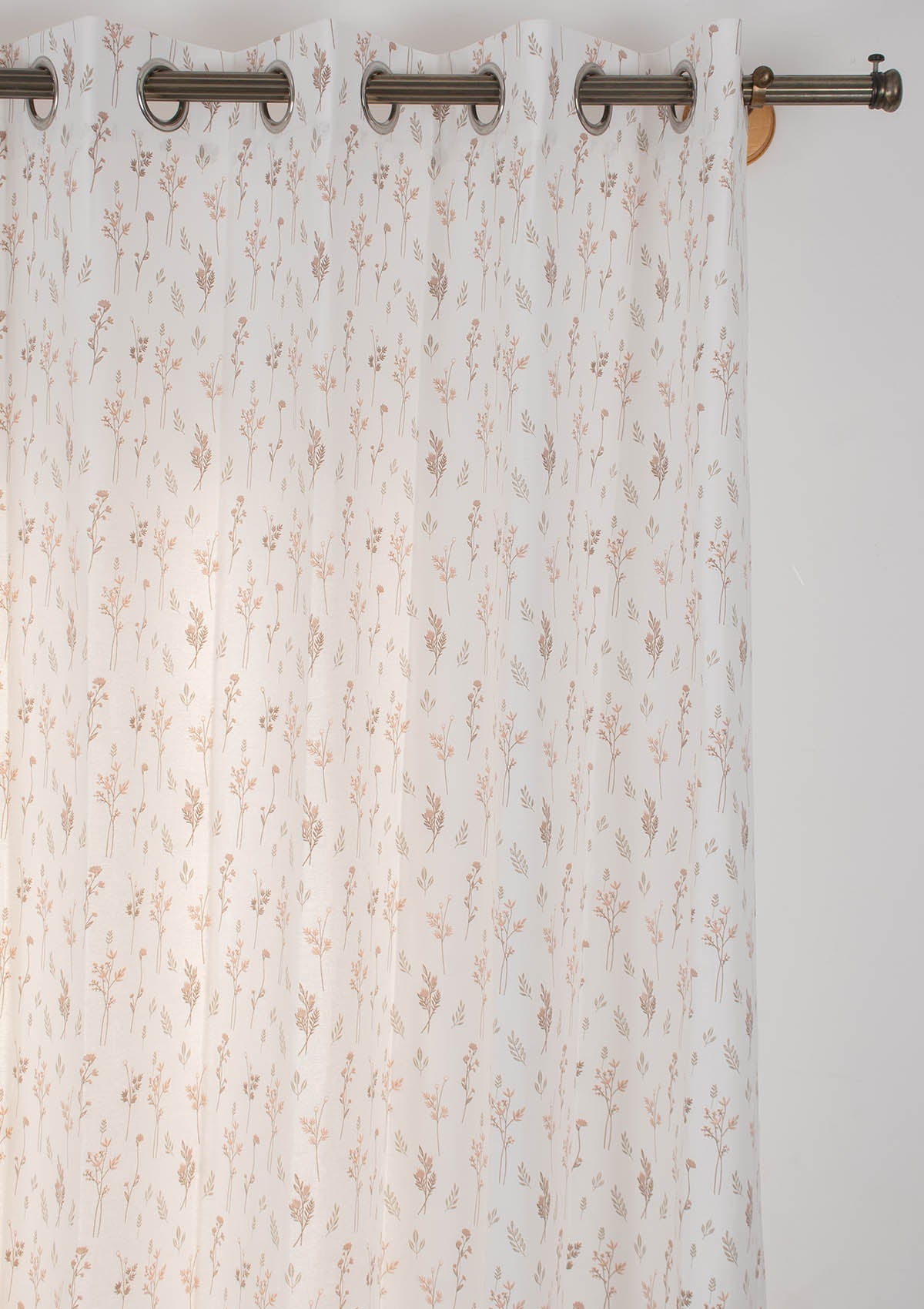 Breeze 100% cotton floral pattern curtain for living room - Light Reduction - Orange - Single Piece