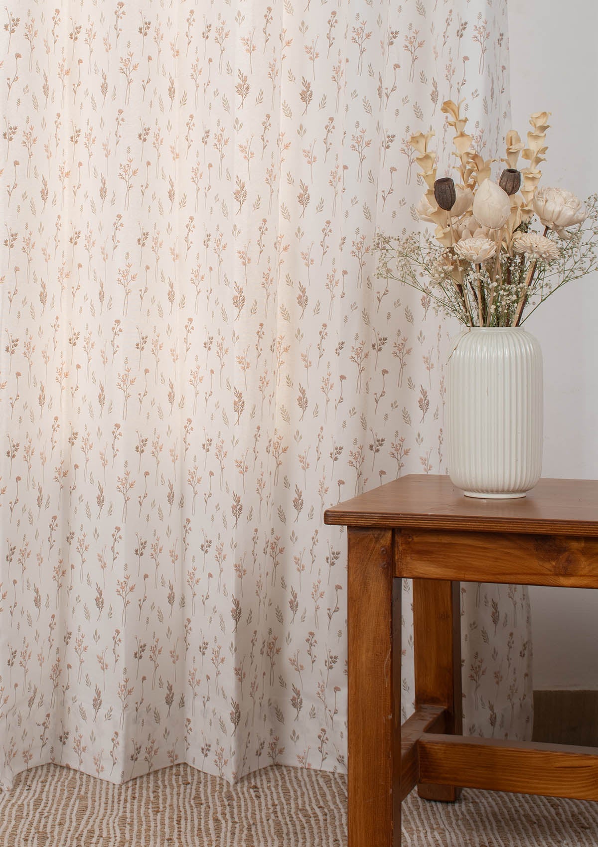 Breeze 100% cotton floral pattern curtain for living room - Light Reduction - Orange - Single Piece