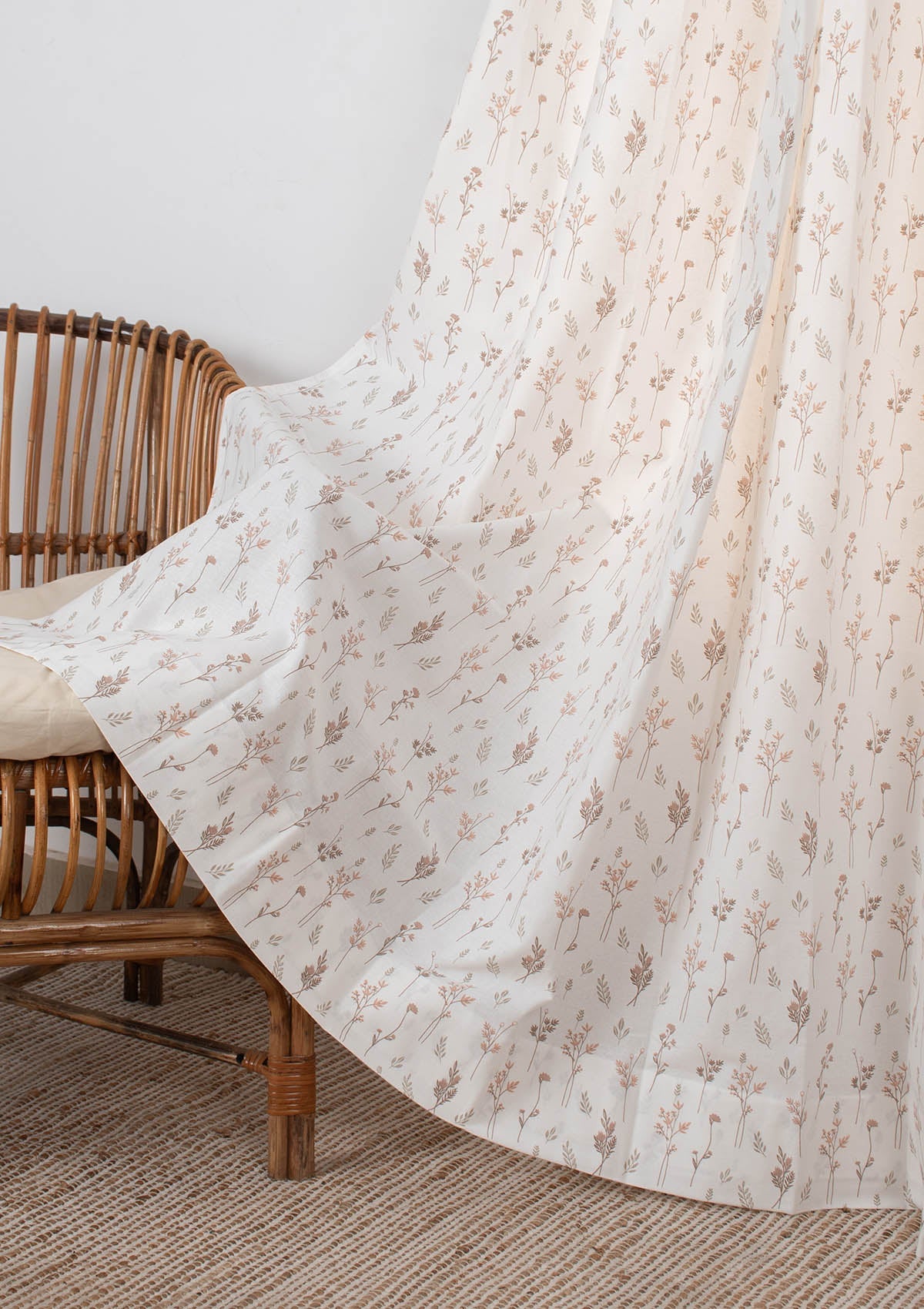 Breeze 100% cotton floral pattern curtain for living room - Light Reduction - Orange - Single Piece
