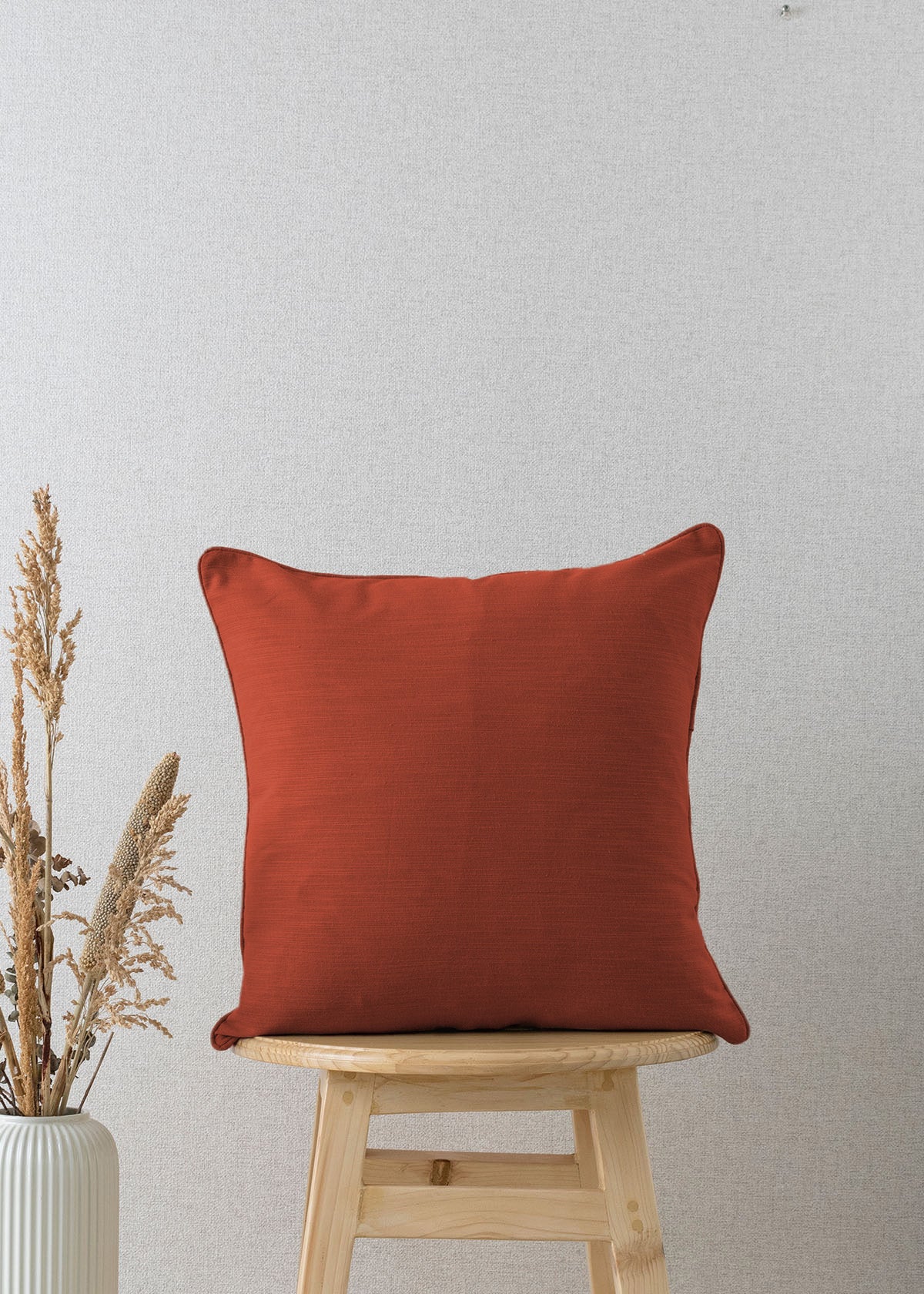 Solid 100% cotton plain cushion cover for sofa - Brick Red