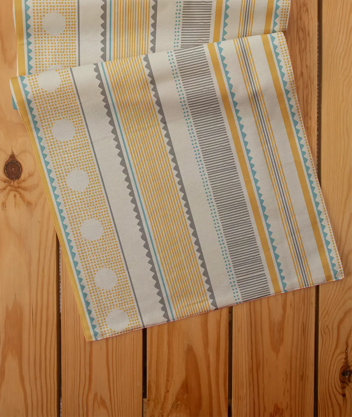 Buru 100% cotton boho table runner for 4 seater or 6 seater dining - Mustard