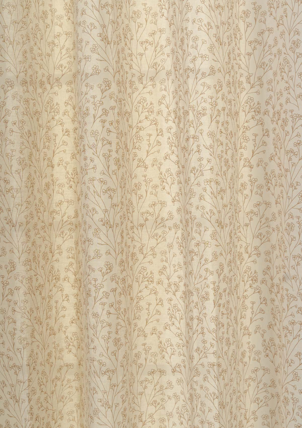 Canopy floral prints 100% cotton sheer curtain for living room - Light filtering - Brown - Single - Pack of 1