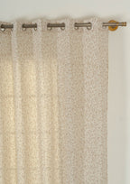 Canopy floral prints 100% cotton sheer curtain for living room - Light filtering - Brown - Single - Pack of 1