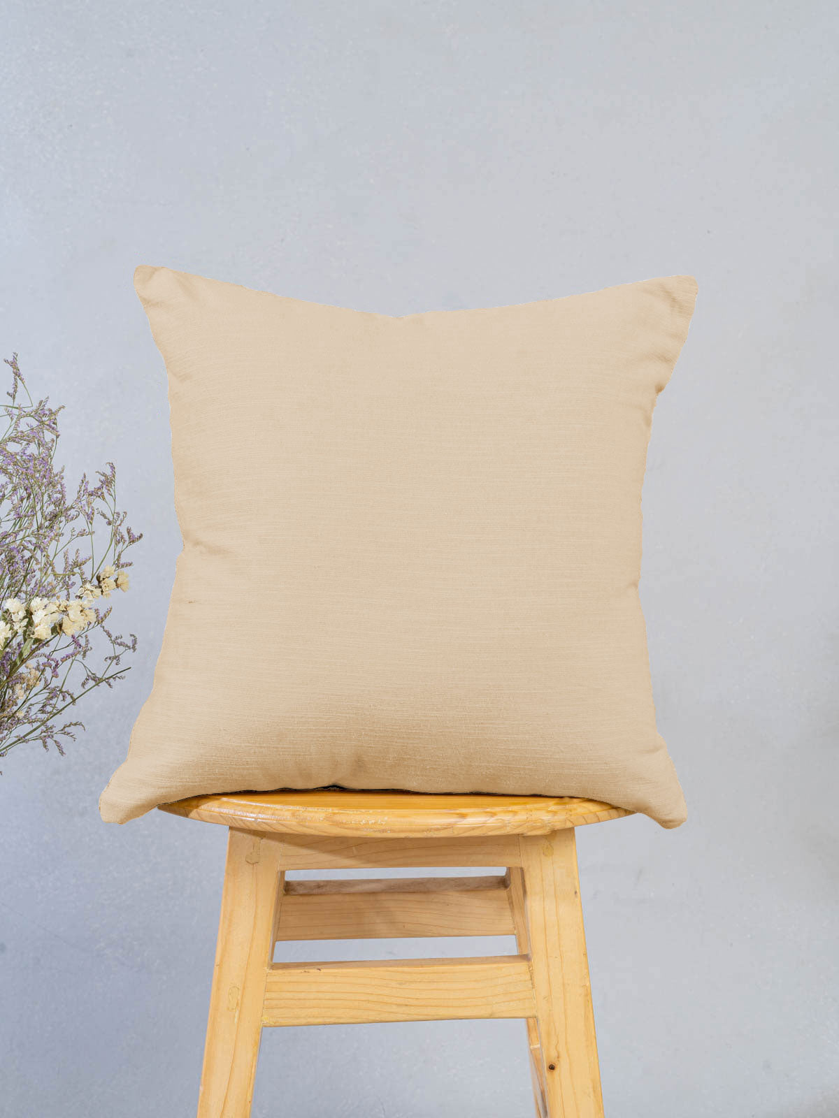 Solid 100% cotton customisable cushion cover for sofa - Cream