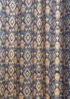 Durbar Ikat Geometric Printed 100% Cotton Curtain for Living Room and Bedroom - Room Darkening - Royal blue and Brick Red