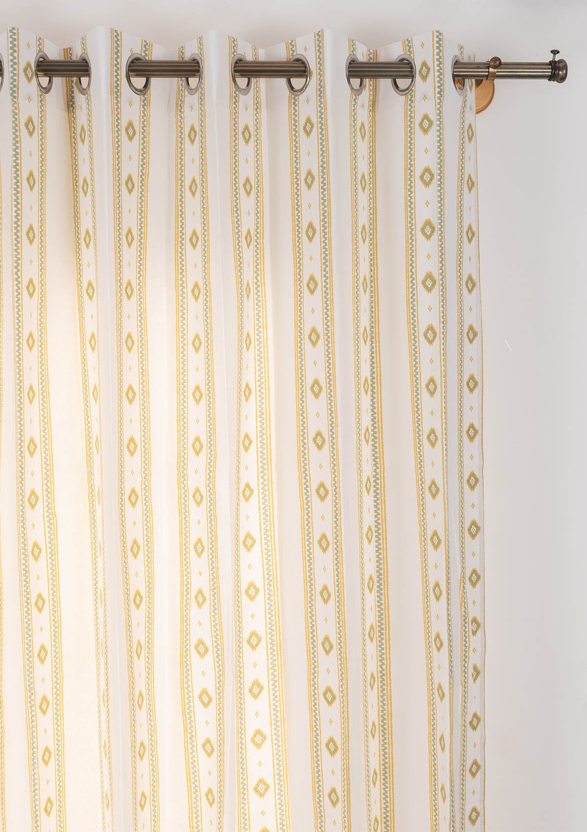 Echo 100% cotton Contemporary Geometric Print curtain for Living Room and Bedroom- Room darkening - Yellow - Single Piece