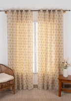 Fable 100% cotton modern floral-geometric curtain for Living Room and Bedroom - Room darkening - Multicolor - Single Piece