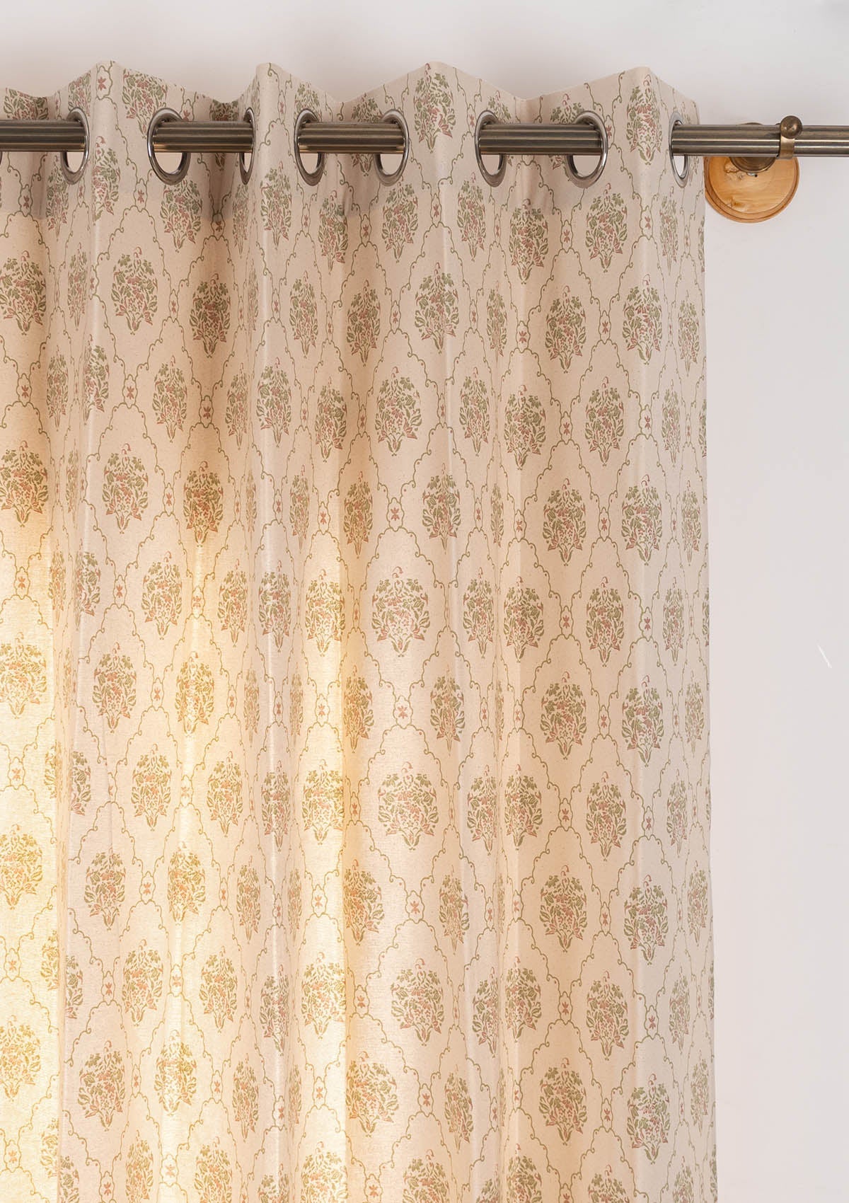 Fable 100% cotton modern floral-geometric curtain for Living Room and Bedroom - Room darkening - Multicolor - Single Piece