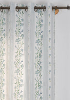 Flutter 100% cotton floral curtain for living room - Light Reduction - Nile Blue - Single Piece