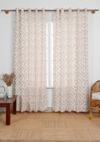 Forest bloom floral prints 100% cotton curtain for living room - Room darkening - Orange - Single Panel