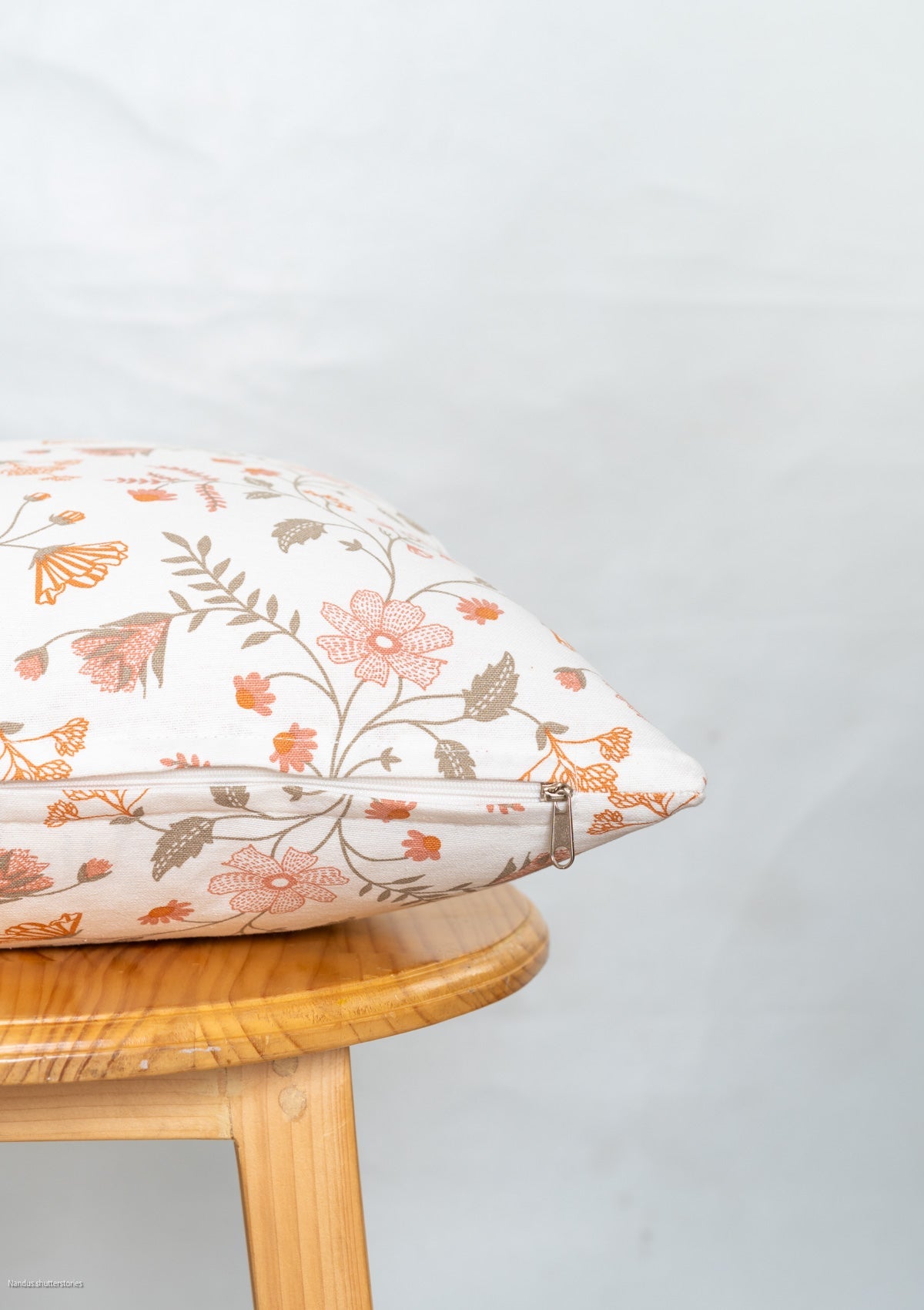 Forest bloom 100% cotton floral cushion cover for sofa - Orange