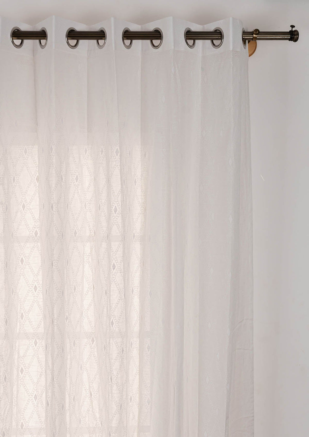 Haze 100% cotton Geometric pattern curtain for Living Room and Bedroom - Room darkening - Yellow - Single Piece