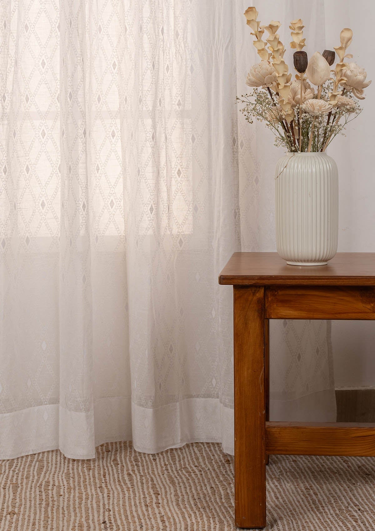 Haze 100% cotton Geometric pattern curtain for Living Room and Bedroom - Room darkening - Yellow - Single Piece