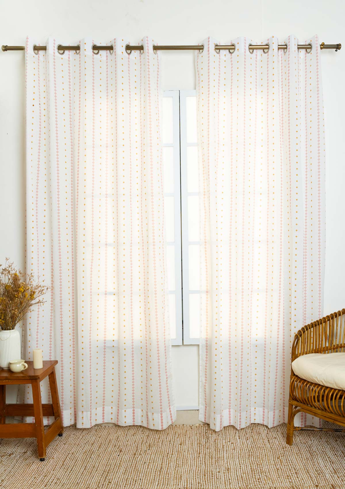 Mallige floral prnited 100% Cotton Sheer curtain for Living room - Light filtering - Lavender - Single panel