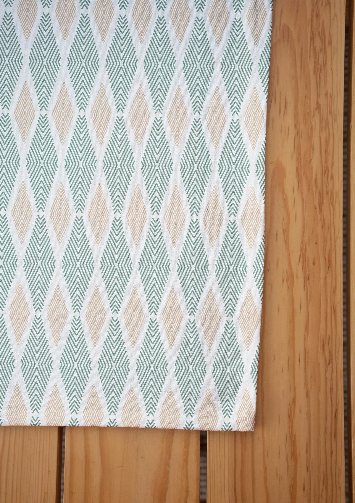Maze 100% cotton geomtric table cloth for 4 seater or 6 seater dining - Sage green