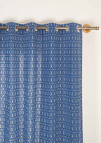 Meadows geometric printed 100% cotton curtain for bed room - Room darkening - Indigo - Single Panel