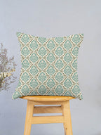 Mulbagal Geometric - Floral printed 100% Cotton Cushion Cover for Sofa - Sage Green