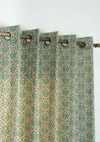 Mulbagal Geometric printed 100% Cotton Curtain for Living Room and Bedroom - Room Darkening - Sage Green- Single Panel