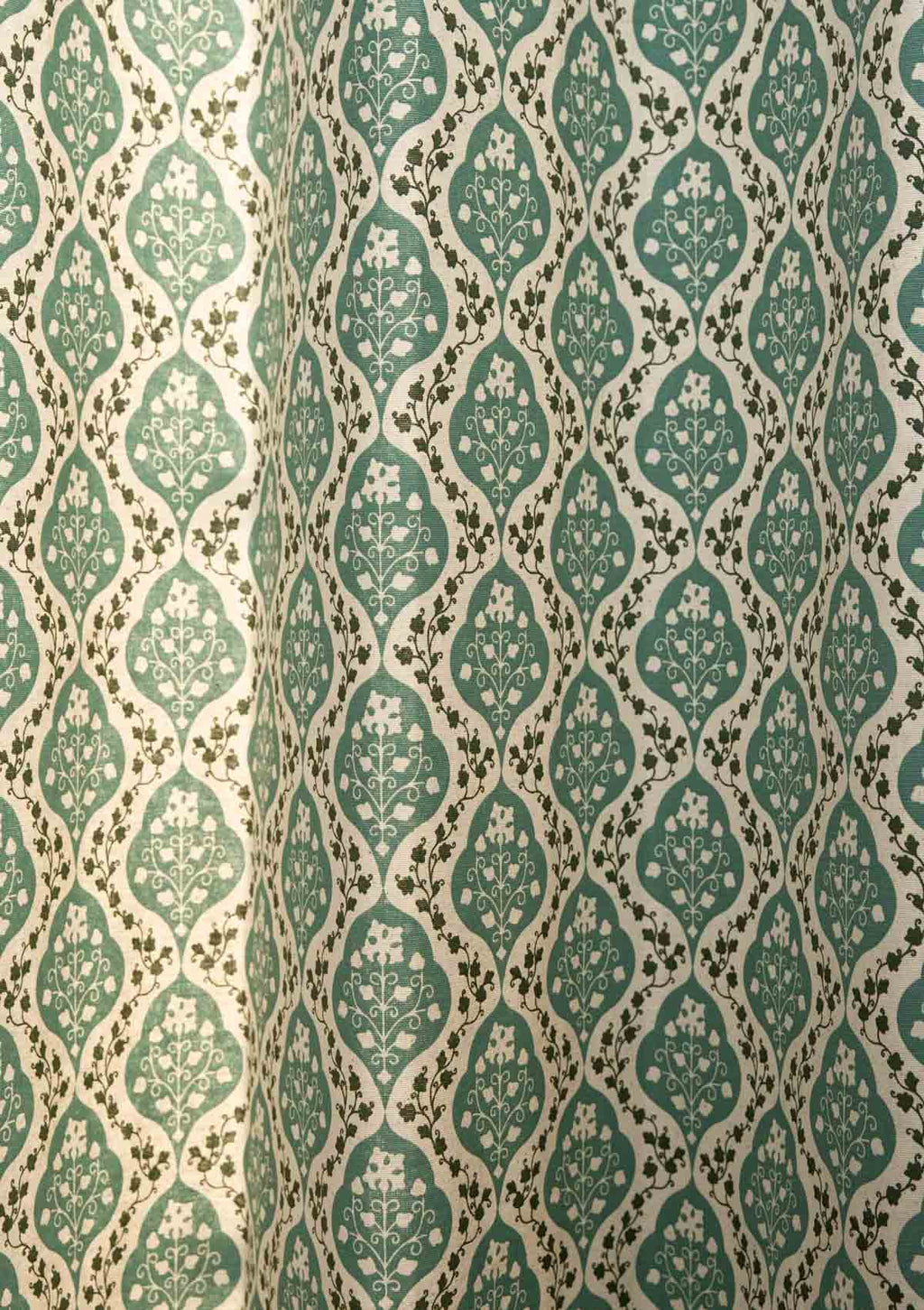 Mulbagal Geometric printed 100% Cotton Curtain for Living Room and Bedroom - Room Darkening - Sage Green- Single Panel