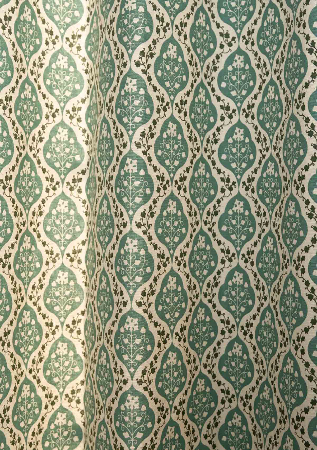 Mulbagal Geometric printed 100% Cotton Curtain for Living Room and Bedroom - Room Darkening - Sage Green- Single Panel