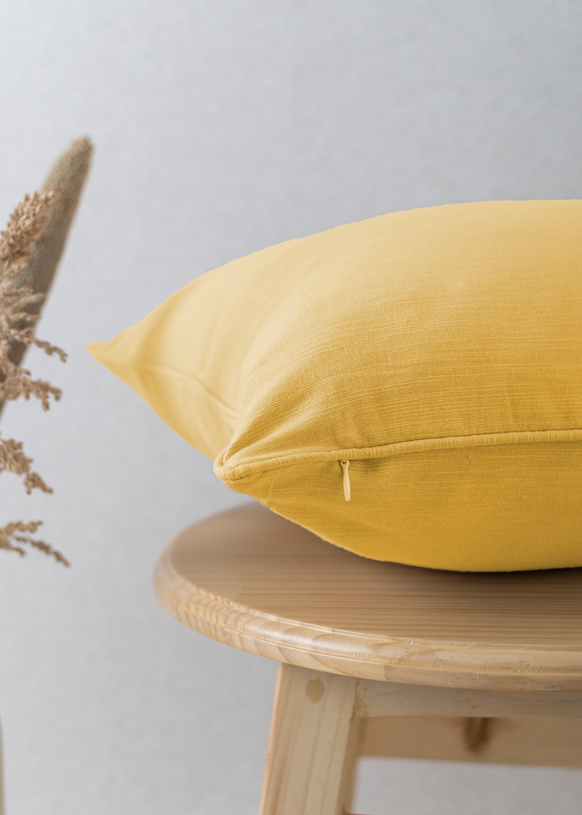 Solid 100% cotton plain cushion cover for sofa - Mustard