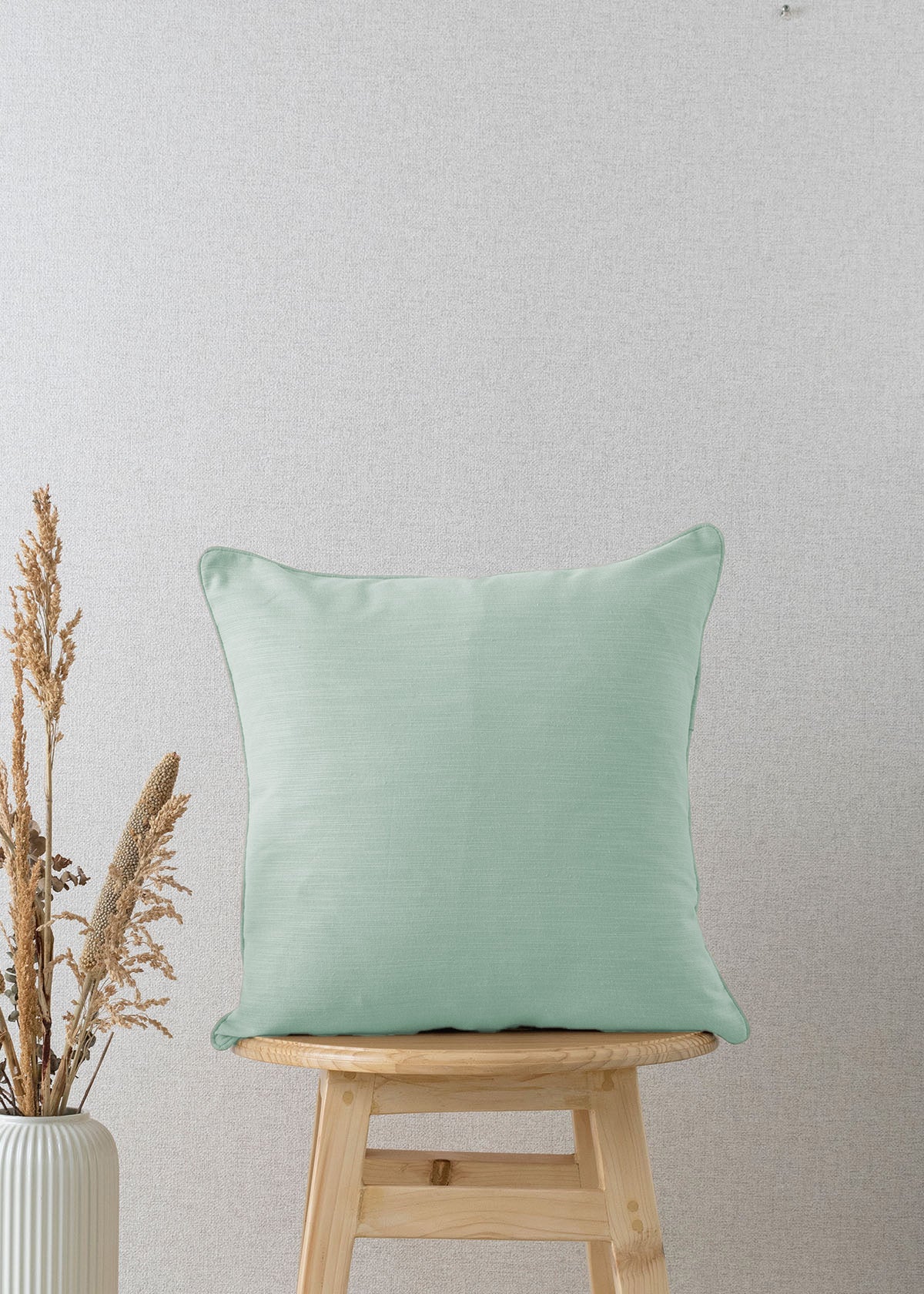 Solid 100% cotton plain cushion cover for sofa - Nile Blue