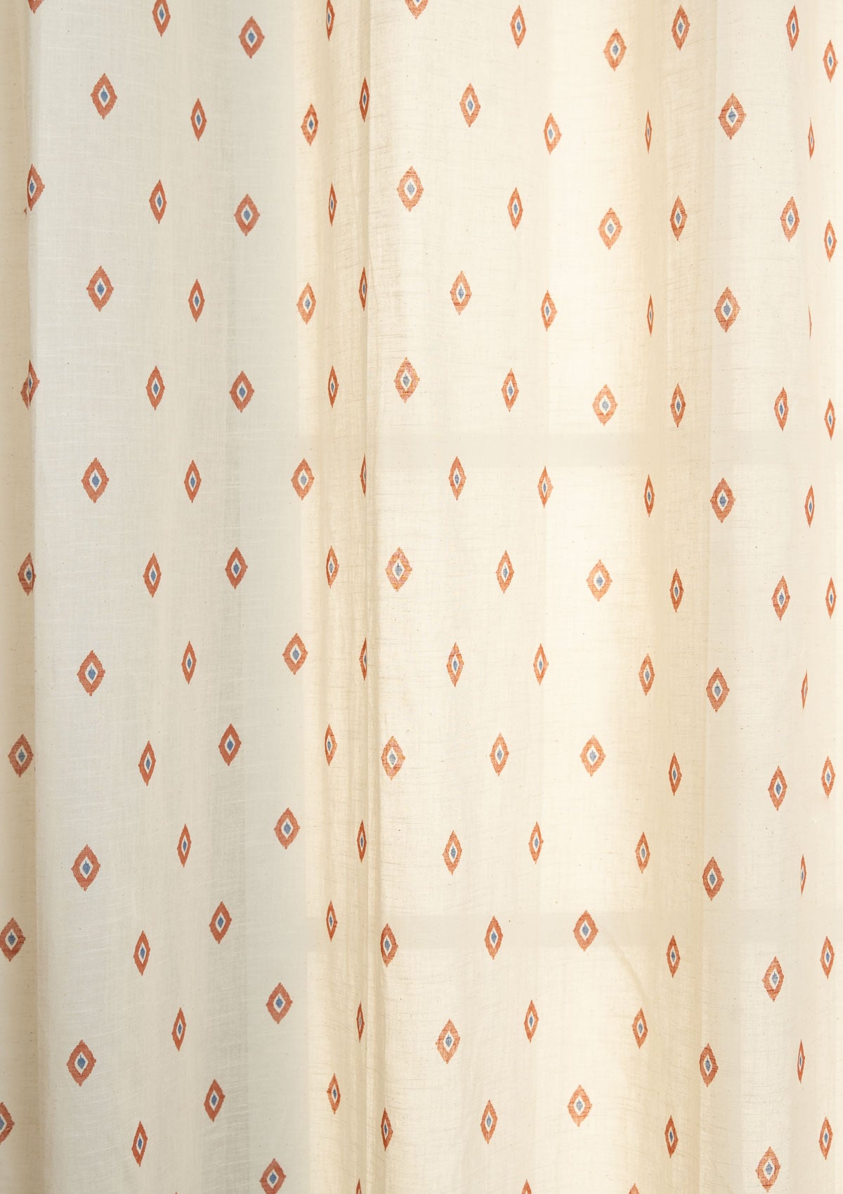 Noor floral printed 100% Cotton Sheer curtain for Living room - Light filtering - Brick Red - Single panel