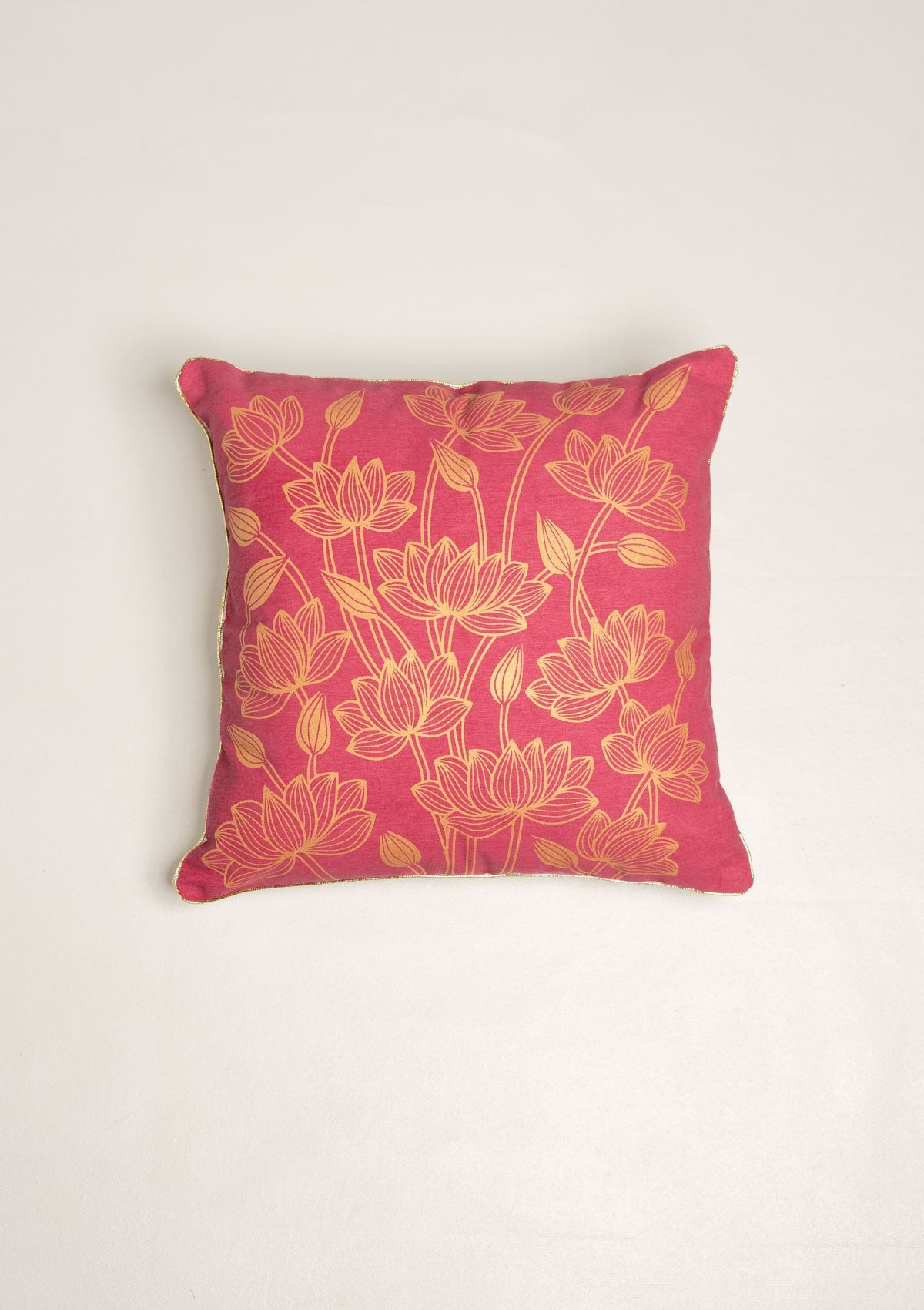 Padma Floral Ethnic 100% Cotton Cushion Cover for Sofa - Rose Pink