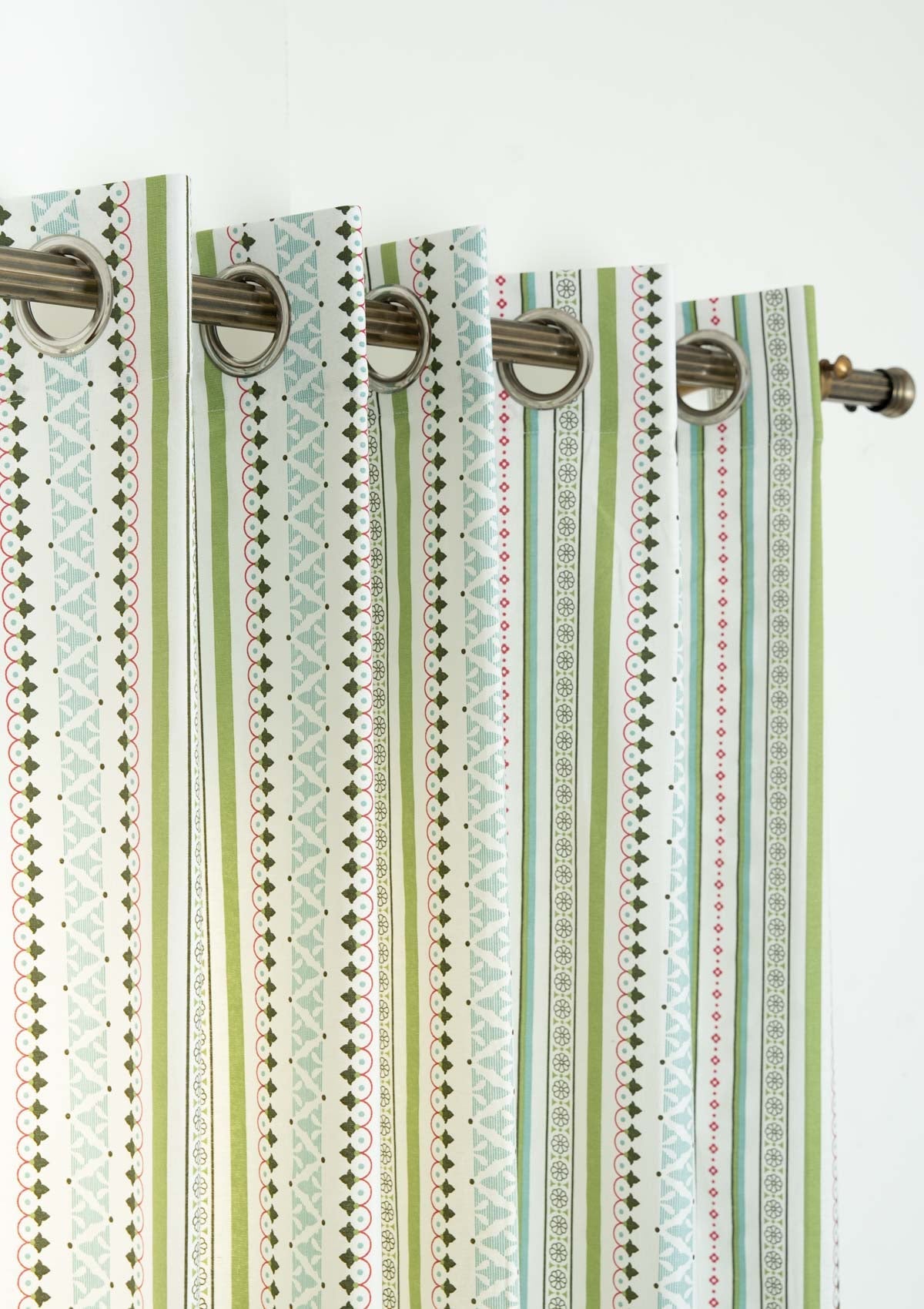 Palace Pillars Geometric printed 100% Cotton Curtain for Living Room and Bedroom - Room Darkening - Multicolor