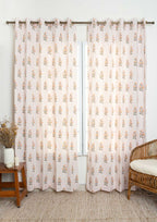Parijatha Floral printed 100% Cotton Curtain for Living Room and Bedroom - Room Darkening - Rust and Mustard - Single Panel