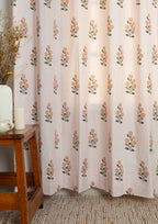 Parijatha Floral printed 100% Cotton Curtain for Living Room and Bedroom - Room Darkening - Rust and Mustard - Single Panel