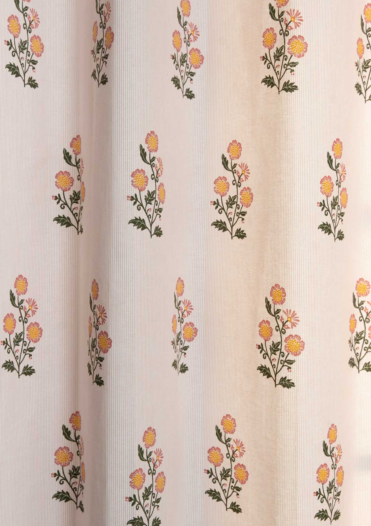 Parijatha Floral printed 100% Cotton Curtain for Living Room and Bedroom - Room Darkening - Rust and Mustard - Single Panel