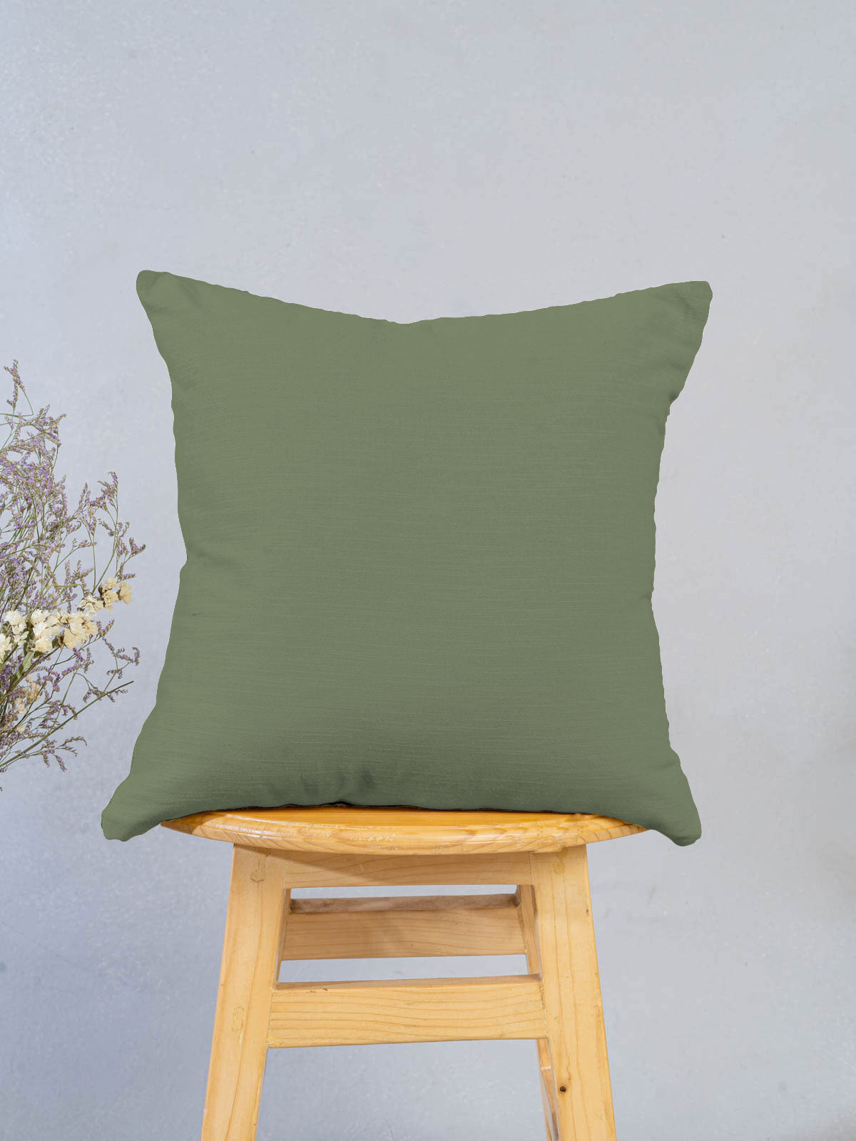 Solid Pepper Green 100% Cotton Cushion Cover for Sofa - Pepper green