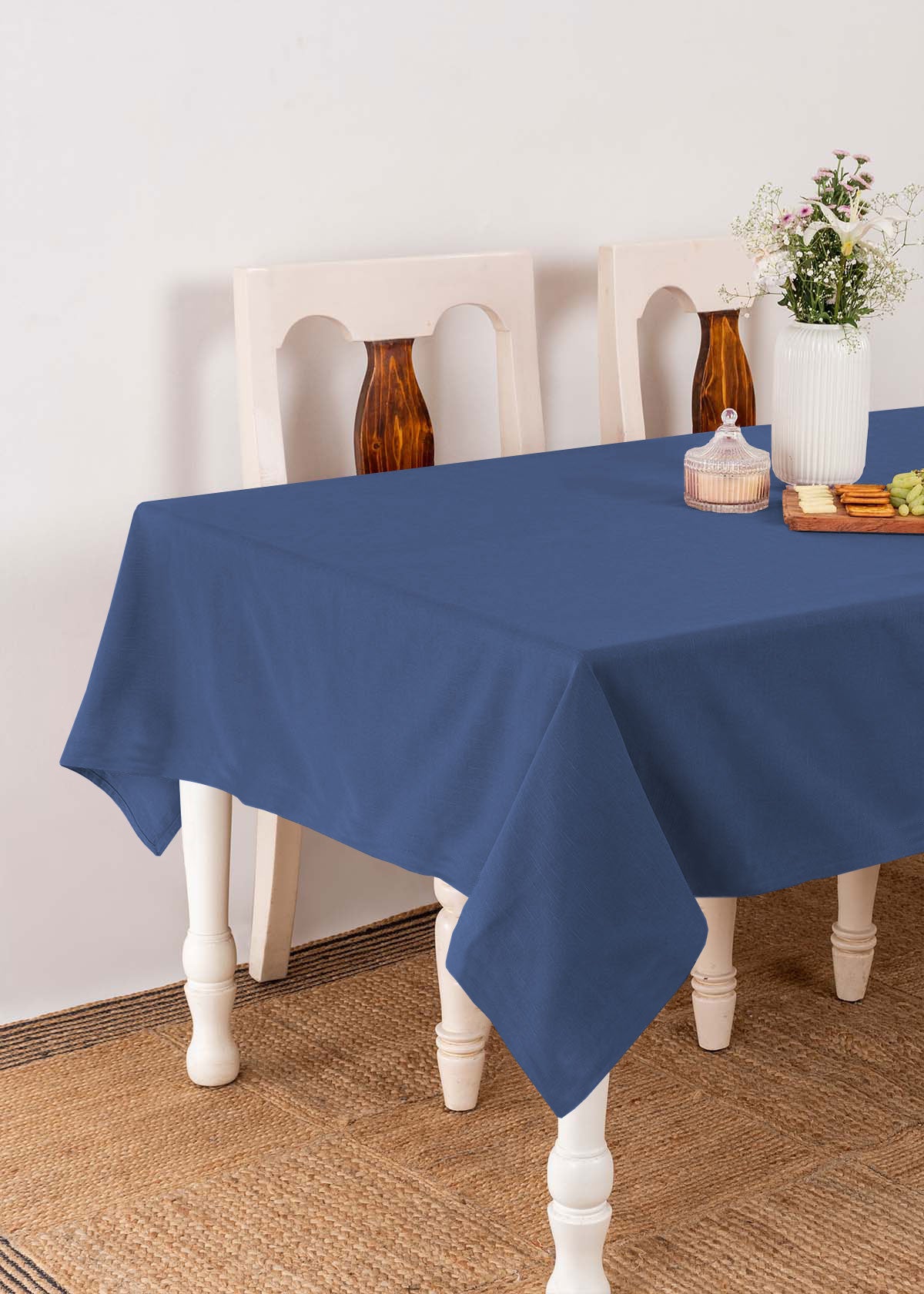 Solid 100% cotton customisable table cloth for dining -Royal  Blue