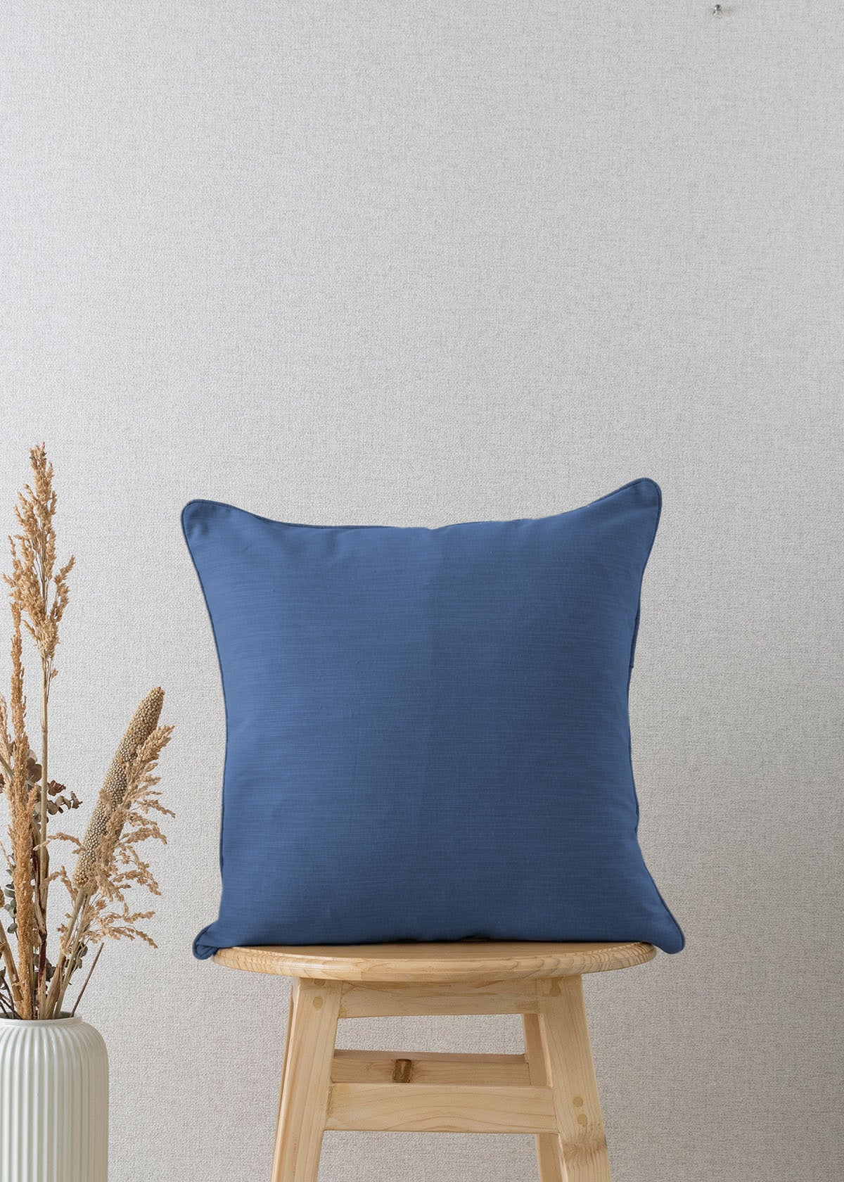 Solid 100% cotton plain cushion cover for sofa - Royal Blue