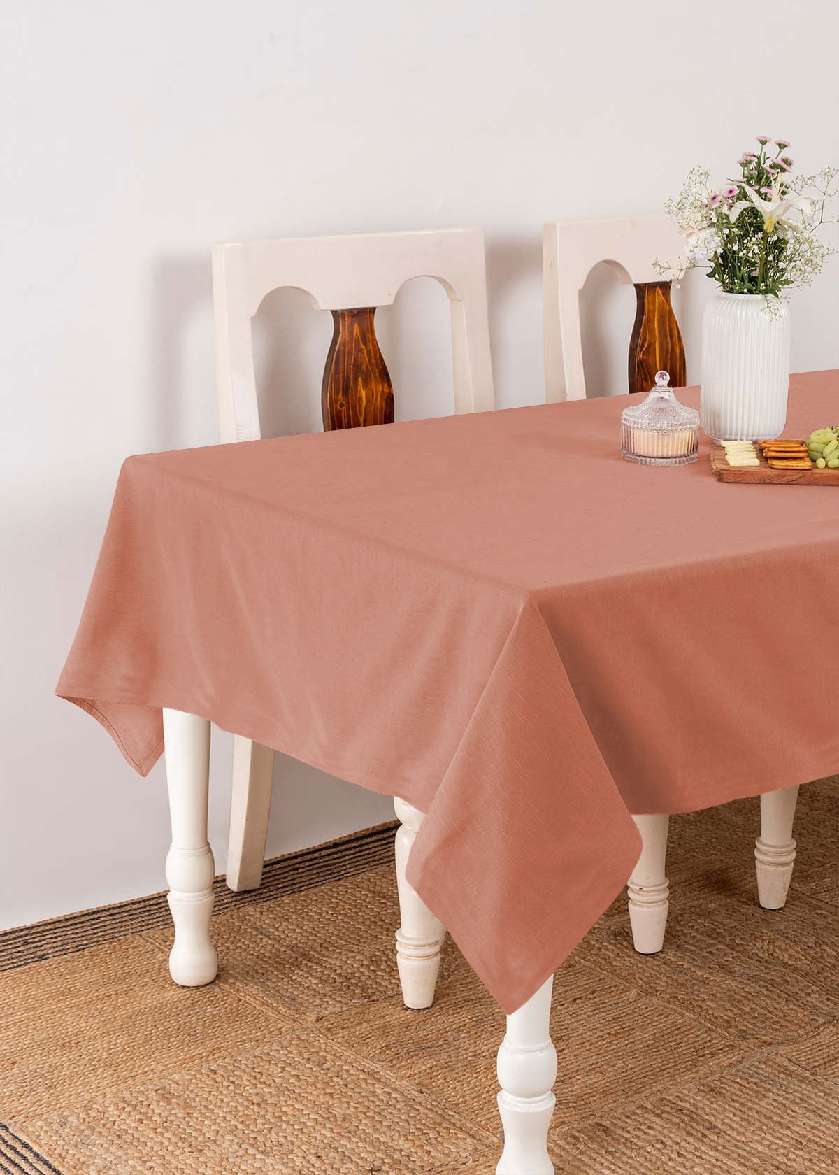 Solid 100% cotton customisable table cloth for dining - Rust