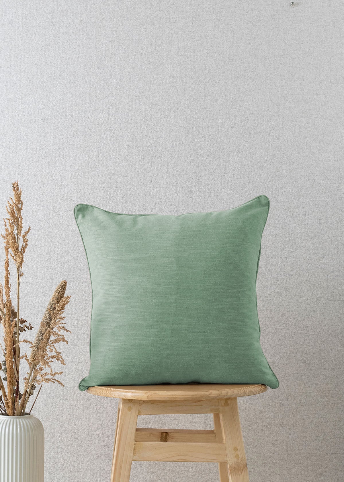 Solid 100% cotton plain cushion cover for sofa - Sage Green