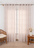 Sakura 100% Sheer Flower pattern curtain for Living room & bedroom - Light filtering - Rust - Single Piece