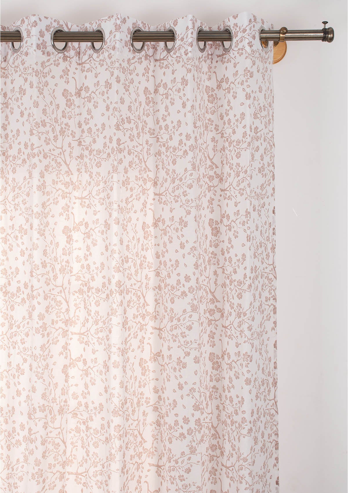 Sakura 100% Sheer Flower pattern curtain for Living room & bedroom - Light filtering - Rust - Single Piece
