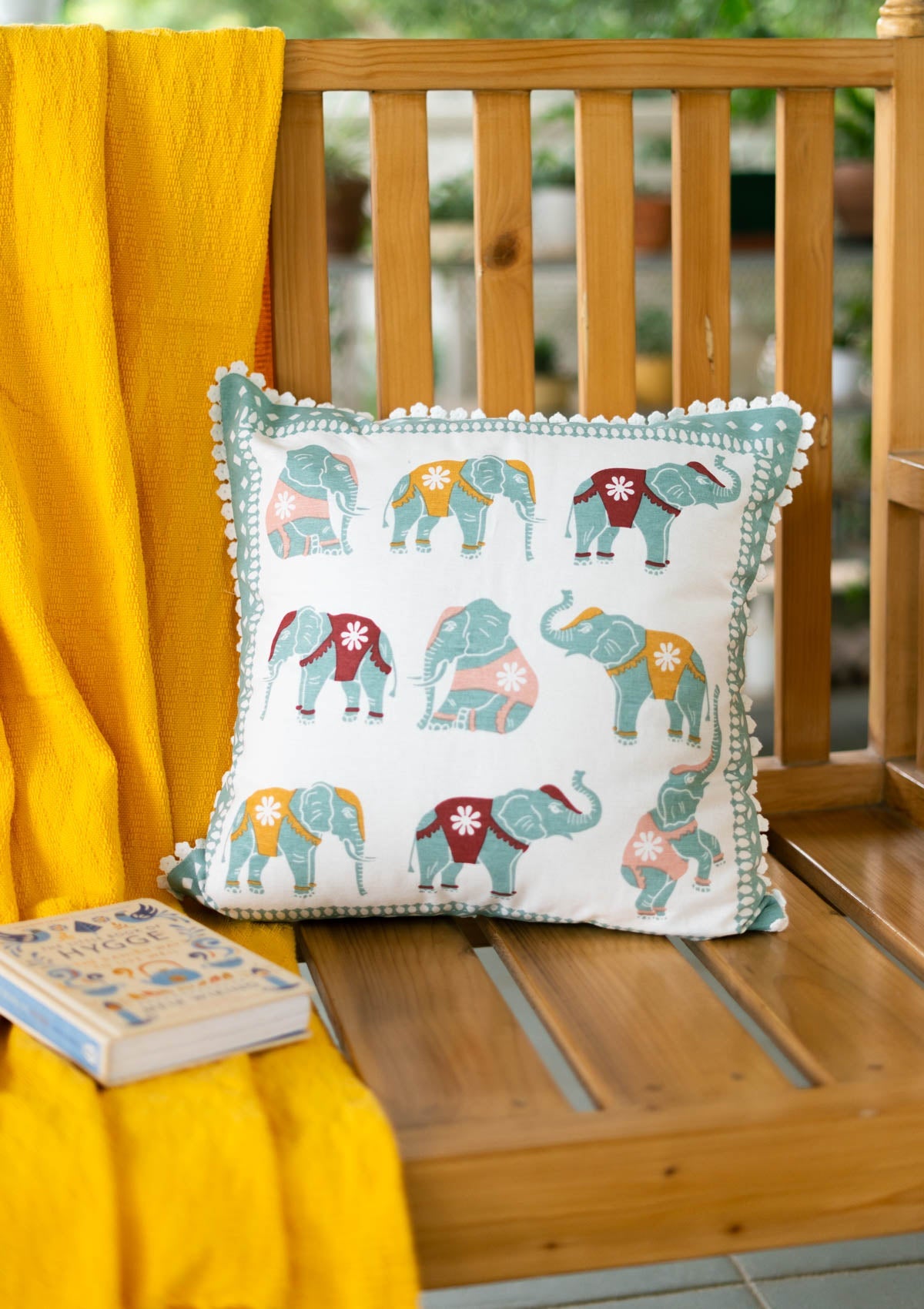 Salaga flora and fauna with flower lace 100% Cotton Cushion Cover for Sofa - Multicolor